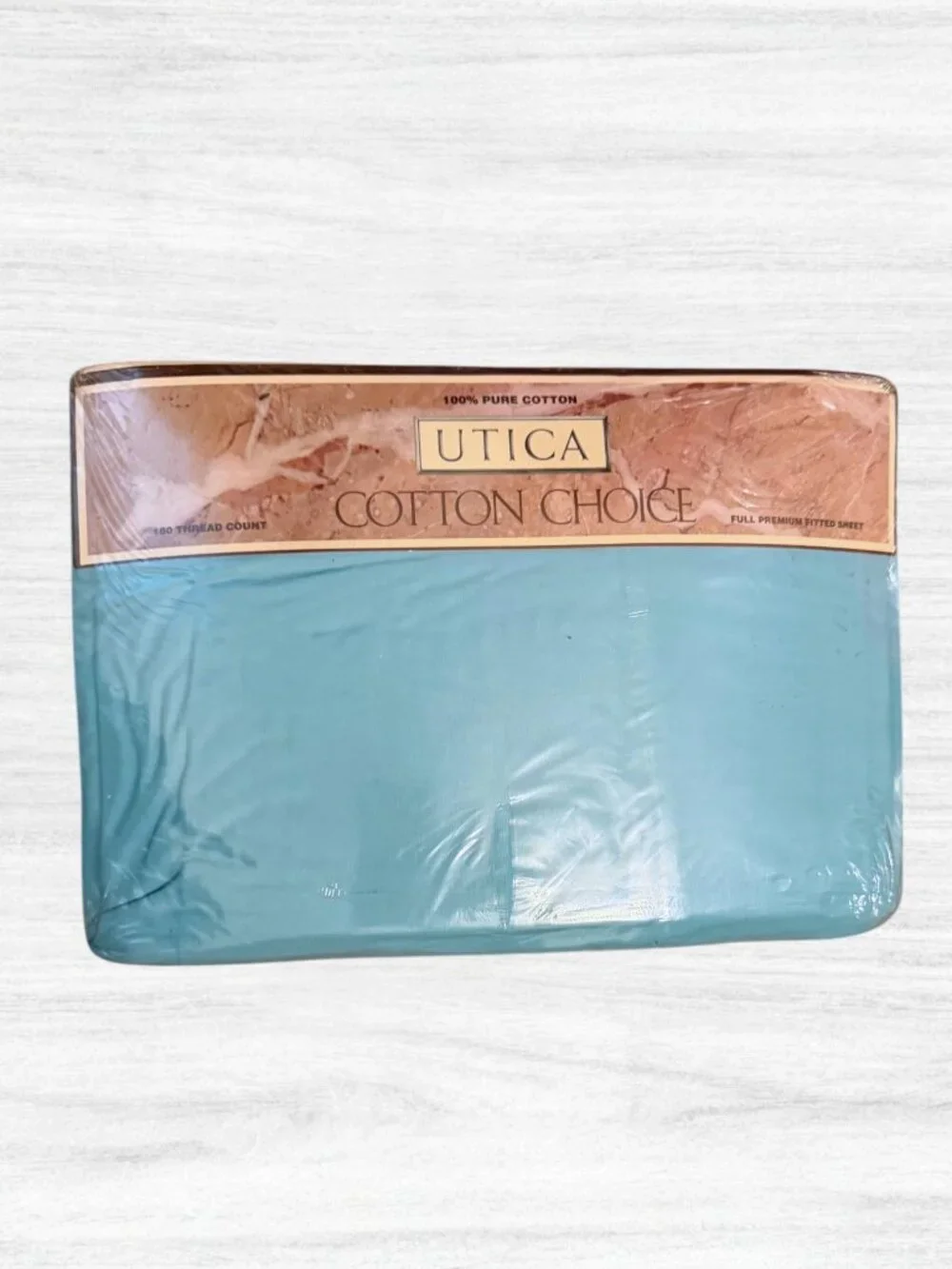 Vintage 1992 Utica Cotton Choice Lake Blue Full Sheet Set 100% Cotton NOS